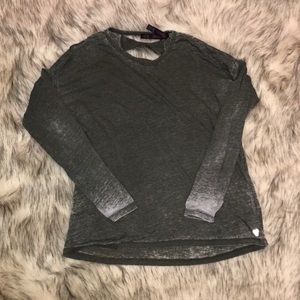 Green distressed long sleeve